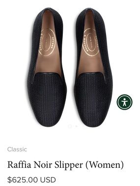 Stubbs & Wootton black raffia noir slippers Sz 8.5m